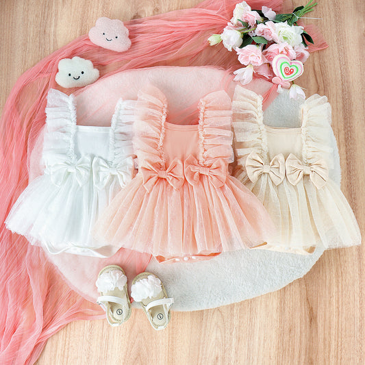 Baby Princess Tulle Jumpsuit with Skirt Overlay